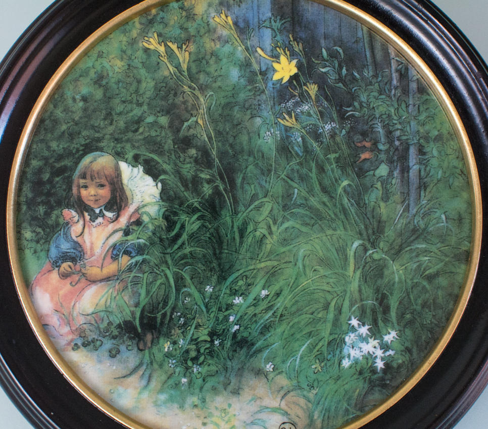 Royal Copenhagen: Carl Larsson, 'Brita in the Flowerbed' plaque -